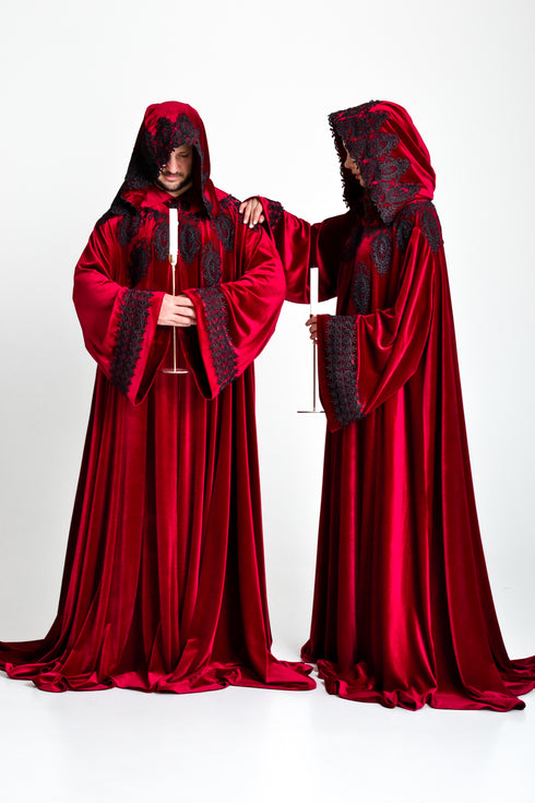 Red hooded cape sleeves