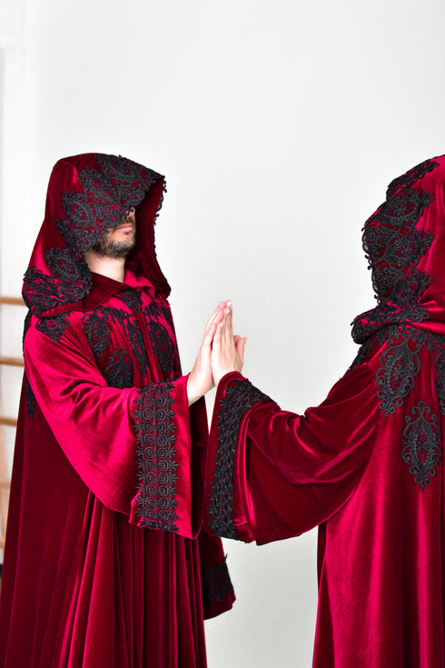 Red hooded cape sleeves