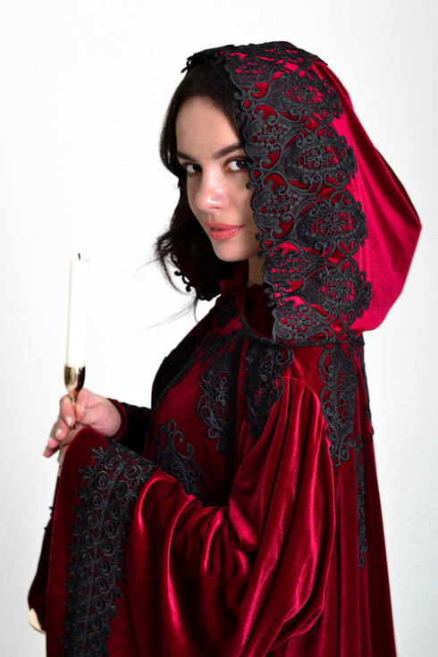 Red hooded cape sleeves