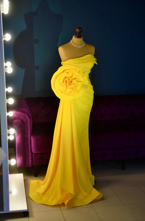 Yellow evening dress Formal prom gown