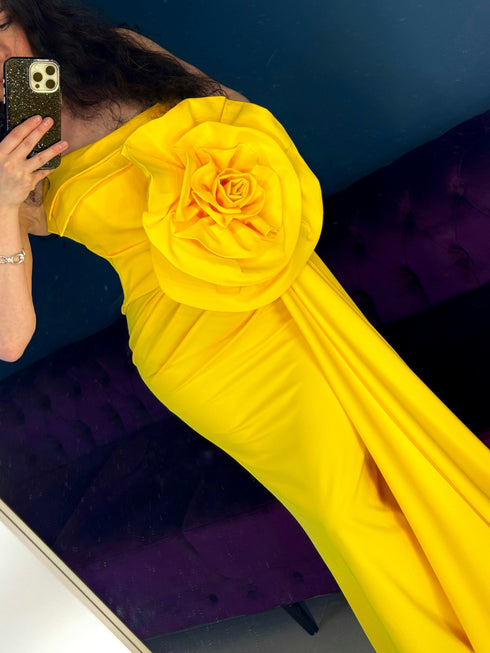 Yellow evening dress Formal prom gown