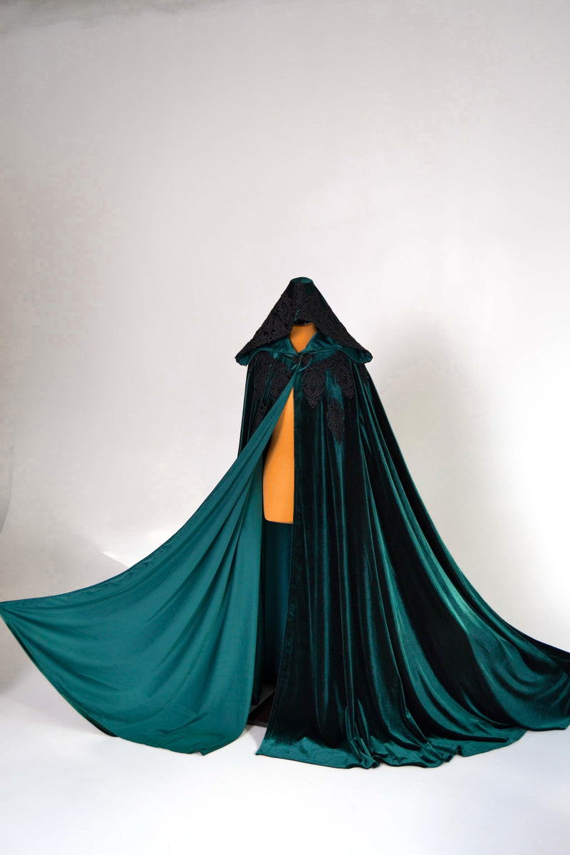 Green Cape With Lining| Designs For Velvet Cape ChapDresses Height up to 5"8" / Green / Velvet