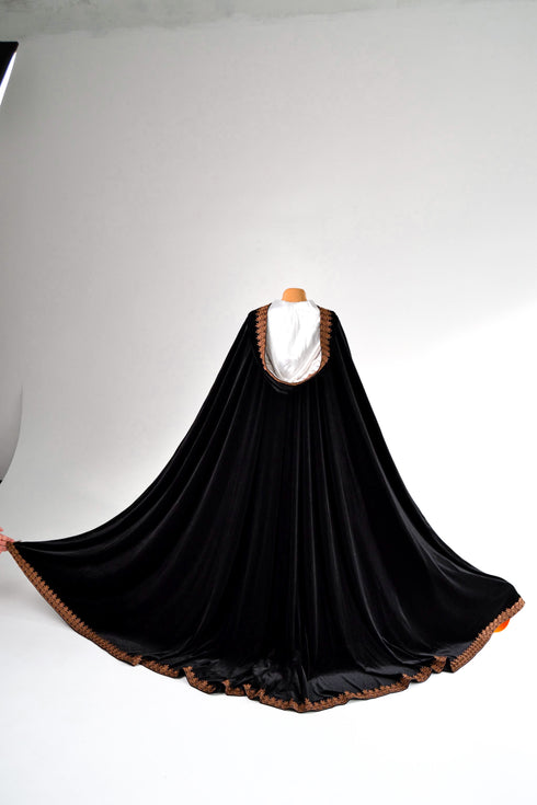Black cape white lining