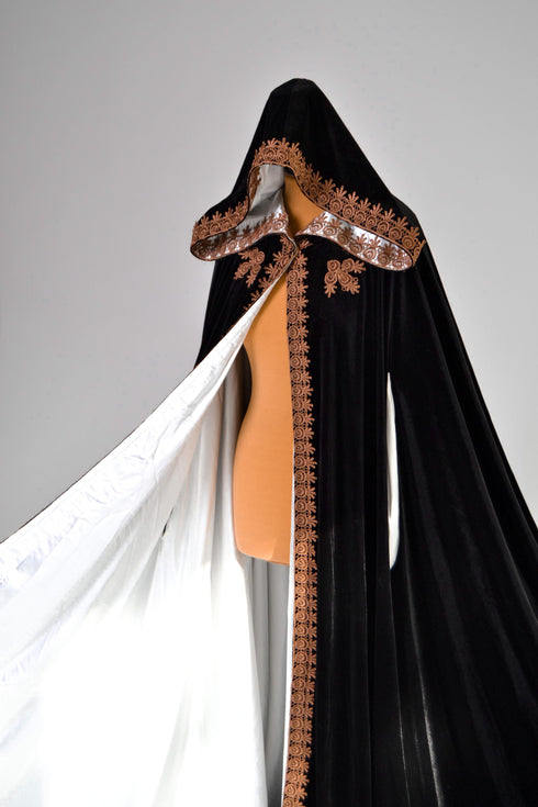 Black cape white lining