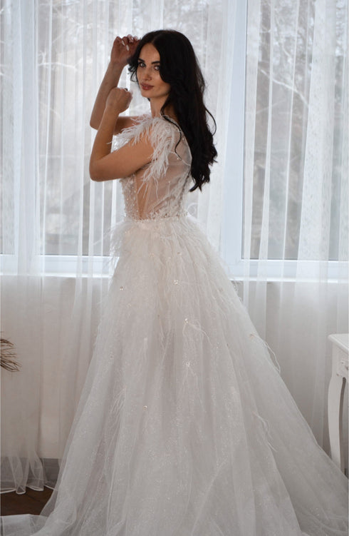 Detachable bridal train Wedding overskirt long train