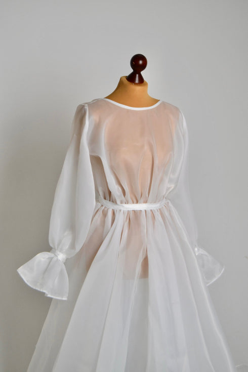 Organza wedding cape with sleeves