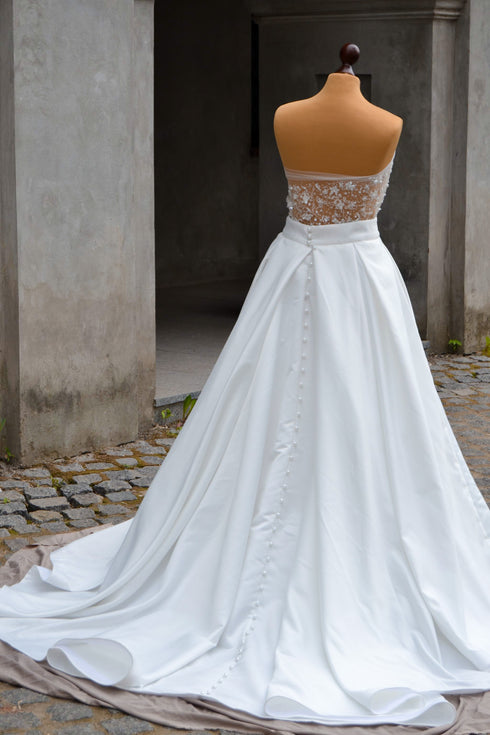 Bridal satin detachable train Wedding dress train