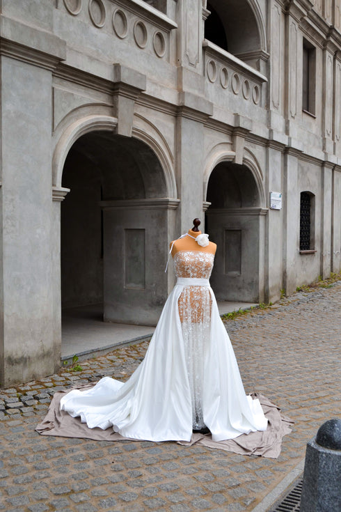 Bridal satin detachable train Wedding dress train