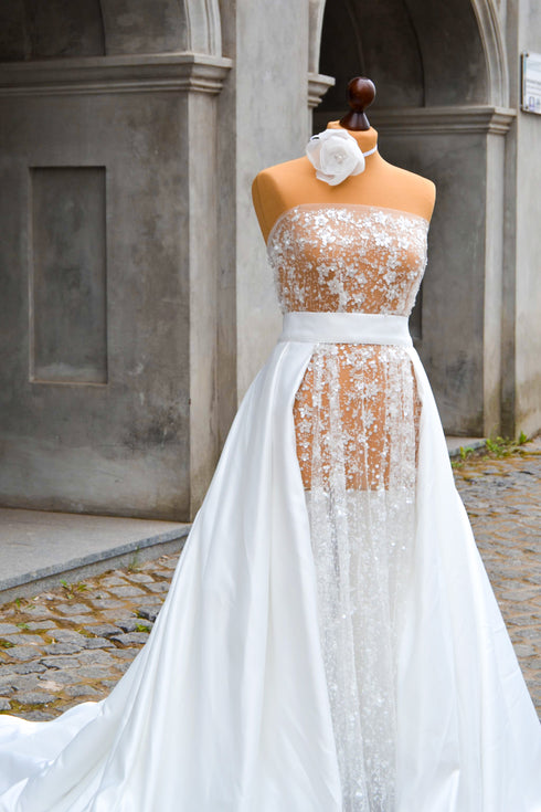 Bridal satin detachable train Wedding dress train