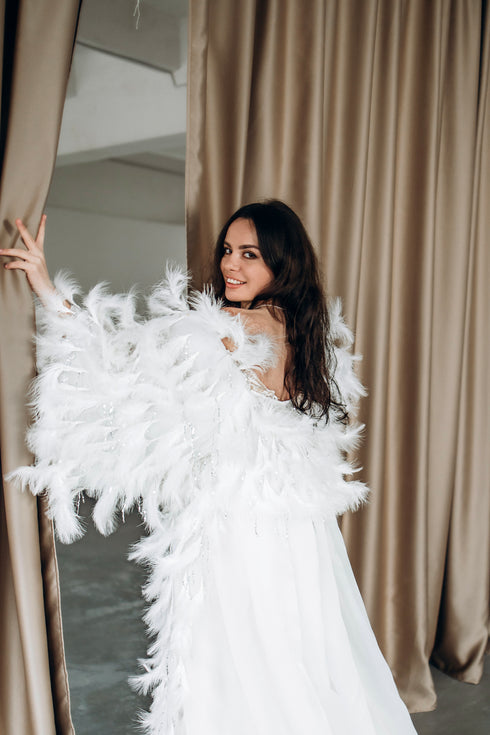 Bridal Cape Feathers, Custom Wedding Cloak