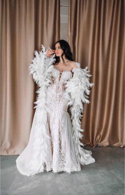 Bridal Cape Feathers, Custom Wedding Cloak