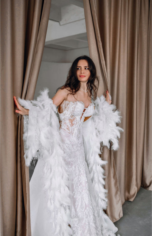 Bridal Cape Feathers, Custom Wedding Cloak