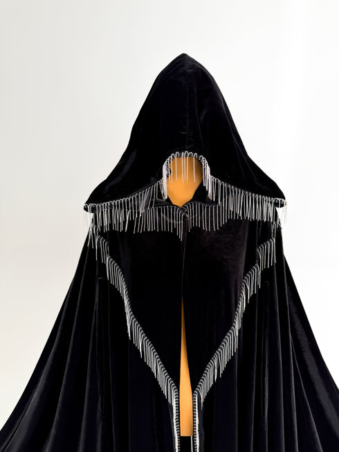 Black velvet cape