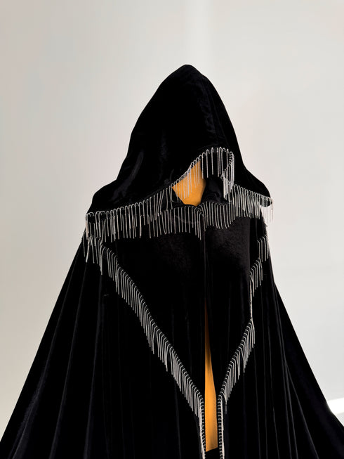 Black velvet cape