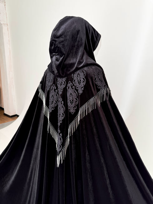 Black velvet cape
