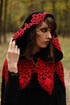 Black Halloween Witch Cape – Velvet Hooded Cloak with Lace