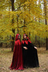 Black Halloween Witch Cape – Velvet Hooded Cloak with Lace