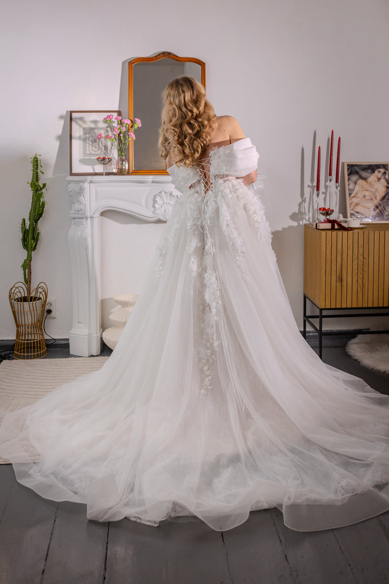 A Line Wedding Dress, Off-the-shoulder Bridal gown 12