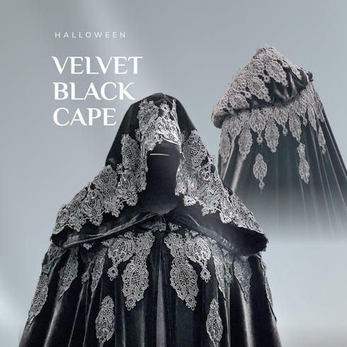 Velvet black cape halloween
