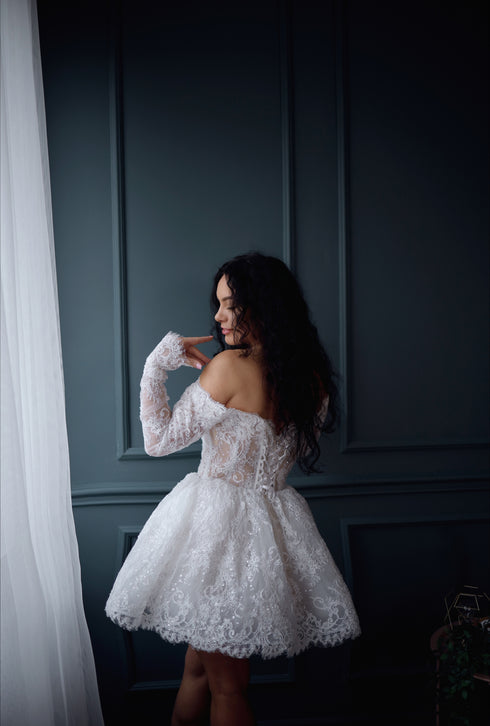 Lace Mini Wedding Dress: Short Elopement Bridal Gown