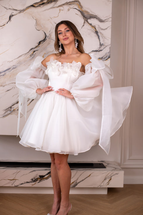 Handmade short wedding dress, Mini elopement gown