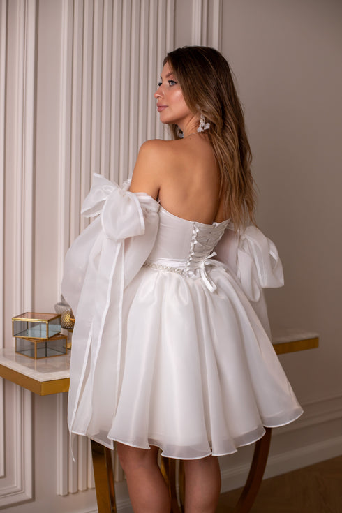 Handmade short wedding dress, Mini elopement gown