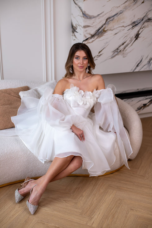 Handmade short wedding dress, Mini elopement gown