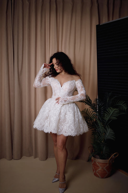 Lace Mini Wedding Dress: Short Elopement Bridal Gown