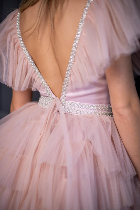Pink Ruffle Wedding Dress ✨ Tulle Bridal Mini Dress