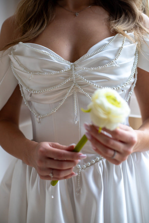 Tea length wedding dress, Elopement mini gown