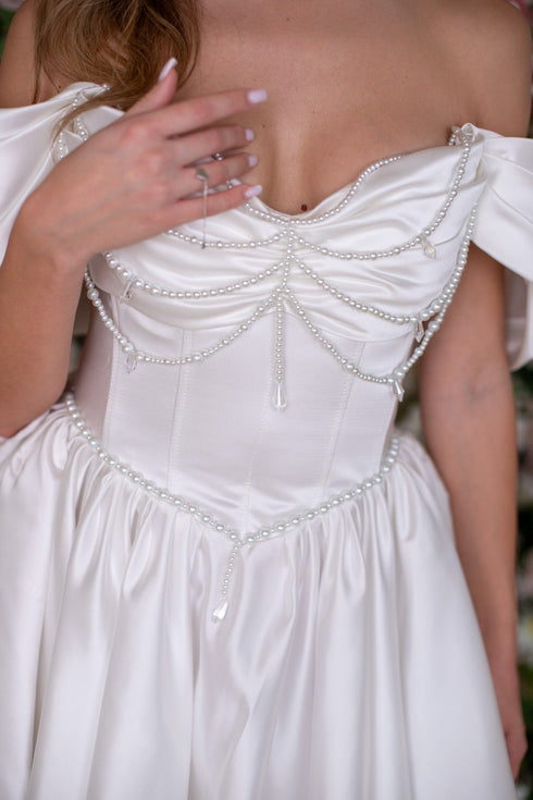 Tea length wedding dress, Elopement mini gown