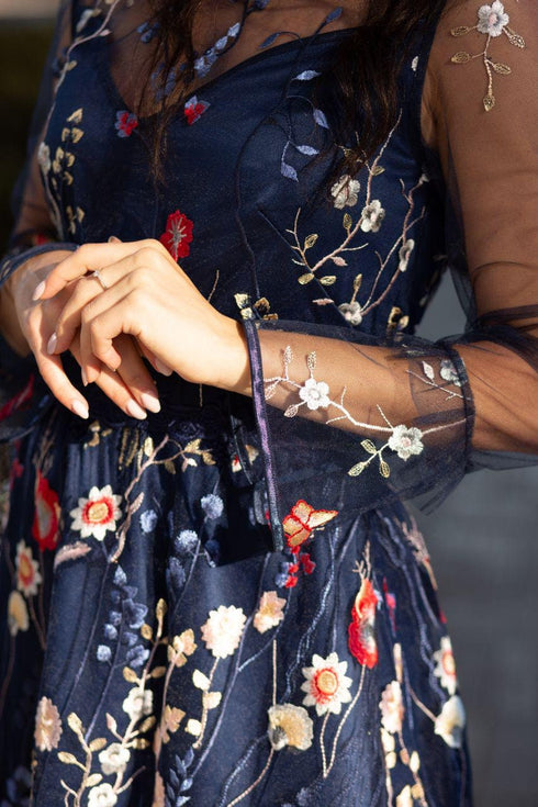 Navy blue lace dress Gowns for women