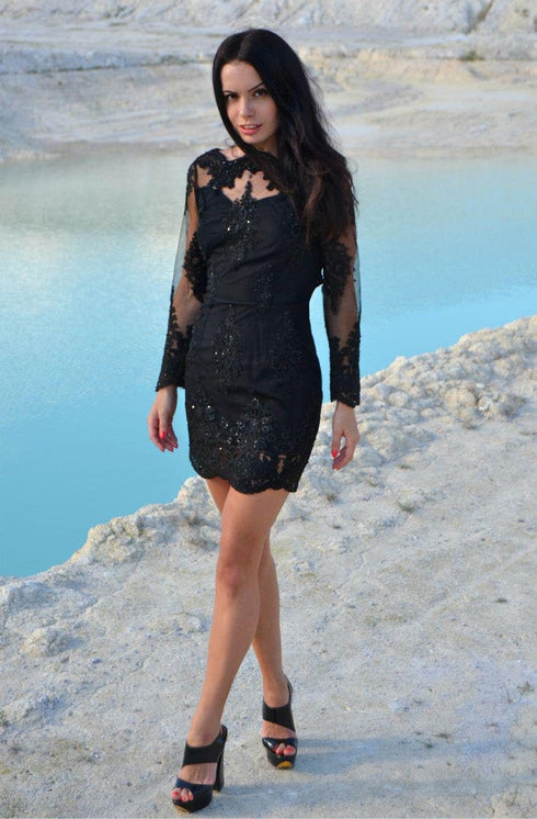 little black dress ball gown Lace evening gown