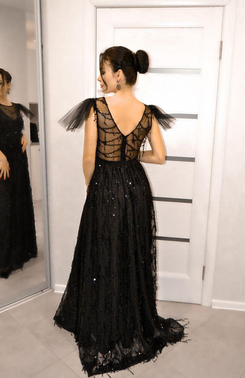 Evening gown Black seguin dress