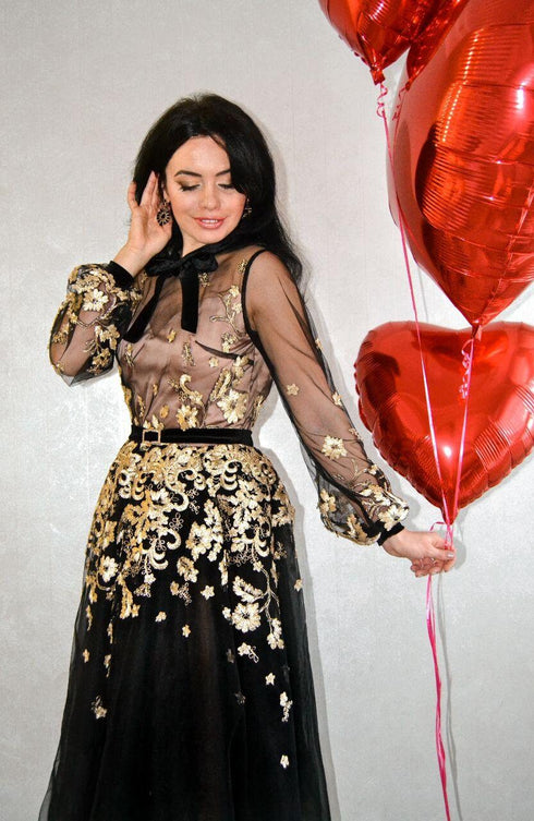 lace dress Evening gown Black formal dress