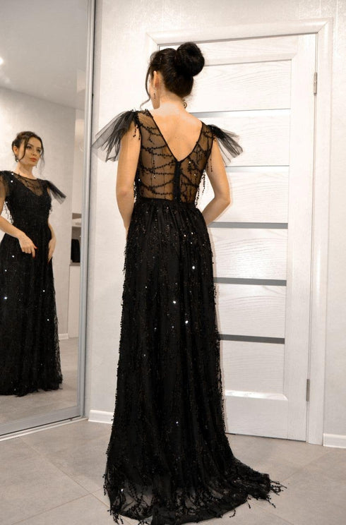 Evening gown Black seguin dress