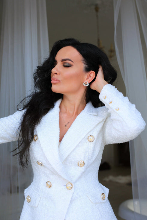 White wedding Tweed jacket women