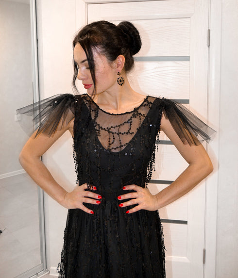 Evening gown Black seguin dress