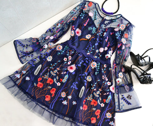 Navy blue lace dress Gowns for women