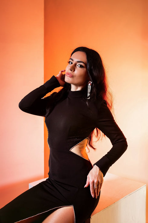 Gown with sleeves Formal black dresses for women