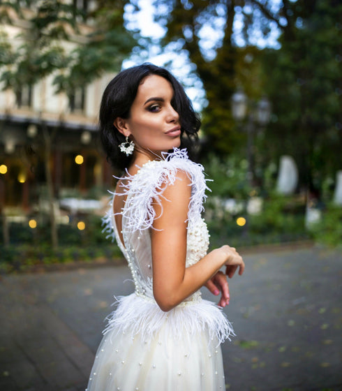 Pearl wedding dress Unique couture bridal gown