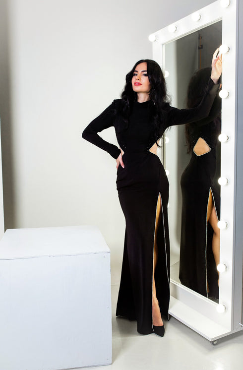 Gown with sleeves Formal black dresses for women