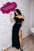 Velvet gown long slit ball gown