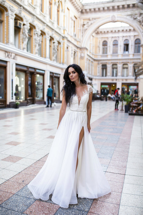 Simple wedding dress Satin bridal gown