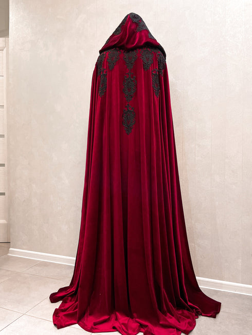 Red hooded long cape