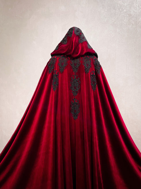 Red hooded long cape