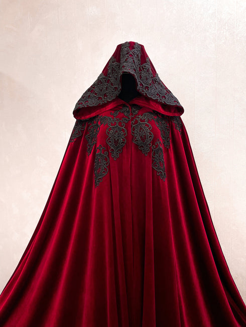 Red hooded long cape