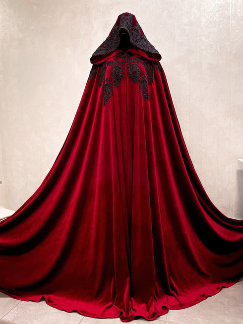 Red hooded long cape