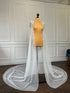 White bridal cape veil