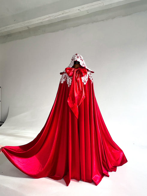 Red cape white lace